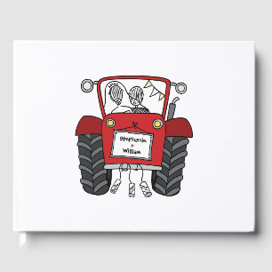 Personalized Red Tractor Country Farm Wedding Guest Book