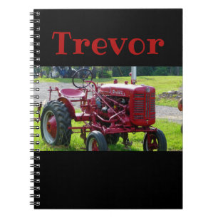 Personalized Red Tractor Notebook