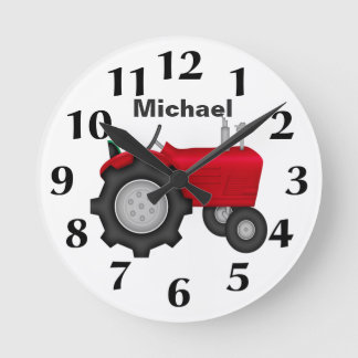 Personalized Red Tractor Wall Clock