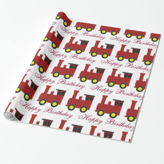 Personalized Red Train Birthday Wrapping Paper