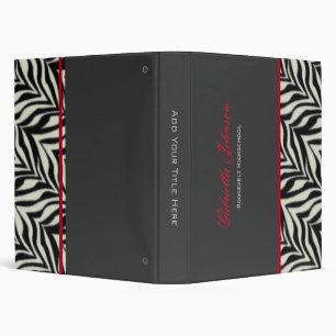 Personalized: Red Trimmed Zebra Binder