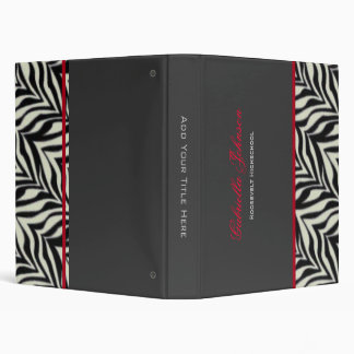 Personalized: Red Trimmed Zebra Binder