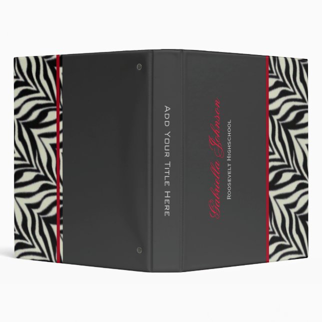 Personalized: Red Trimmed Zebra Binder (Background)