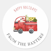 Personalized Red Truck and  Santa Christmas 