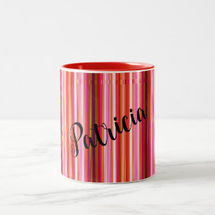 Personalized Red Vertical Stripes Mug