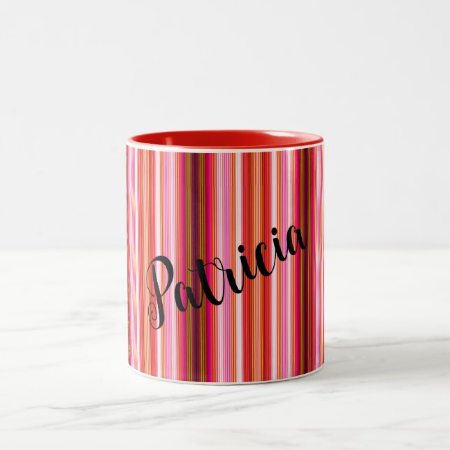 Personalized Red Vertical Stripes Mug (Center)