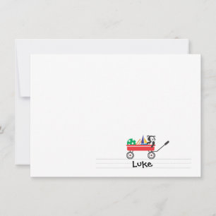 Personalized Red Wagon Flat Note card