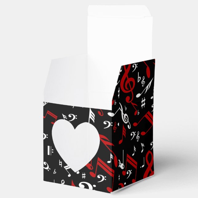 Personalized Red White and Black Musical Notes Favor Box (Opened)