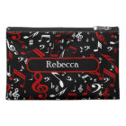 Personalized Red White and Black Musical Notes