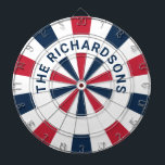 Personalized Red White and Blue 4th of July Dartboard<br><div class="desc">Personalized Red White and Blue 4th of July Dart Board.

Make it yours with easy customization. Need a custom order? Just send us a message,  we’re here to help. Kindly note that response times may vary slightly due to the time difference.</div>