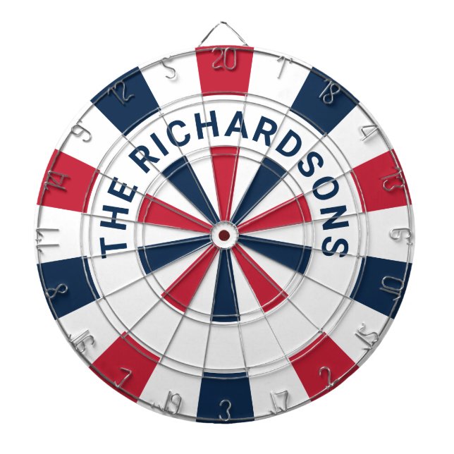 Personalized Red White and Blue 4th of July Dartboard (Front)