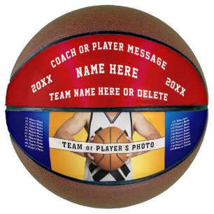 Personalized Red, White and Blue Basketball Ball