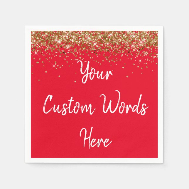 Personalized Red White Birthday Party Anniversary Napkin (Front)