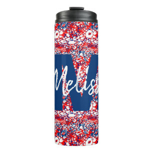 Personalized Red white & blue bubbles Thermal Tumbler