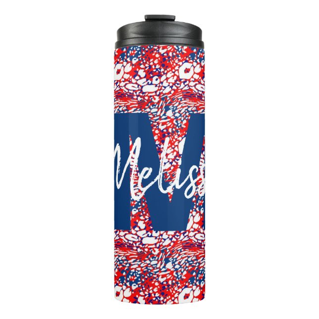 Personalized Red white & blue bubbles Thermal Tumbler (Front)