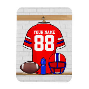 Personalized Red White Blue Football Jersey Magnet