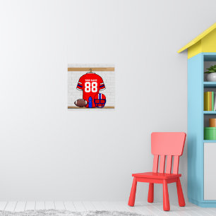 Personalized Red White Blue Football Jersey Poster