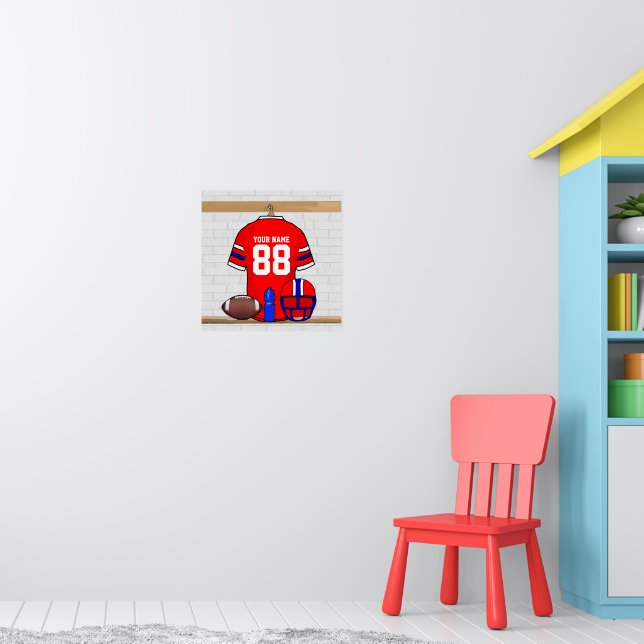 Personalized Red White Blue Football Jersey Poster (Nursery 1)
