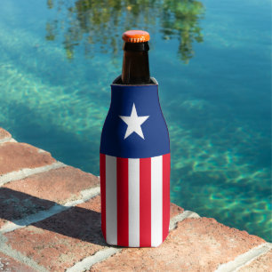 Personalized Red White Blue Striped Stars Patriot  Bottle Cooler