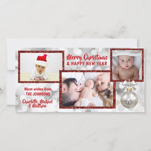 Personalized Red White Christmas Holiday | PHOTO Card (Front)