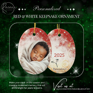 Personalized Red & White Christmas Ornament