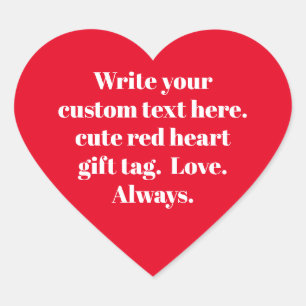 Personalized red & white custom text cute heart sticker
