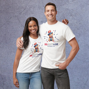 Personalized Red White & Due Expecting Parents T-Shirt