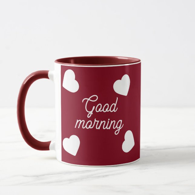 personalized red white hearts Mug (Left)