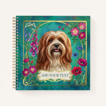 Personalized Red White Lhasa Apso Square Notebook