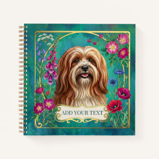 Personalized Red White Lhasa Apso Square Notebook