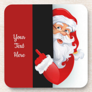 Personalized Red & White Santa Coaster