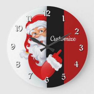 Personalized Red & White Santa Large Clock