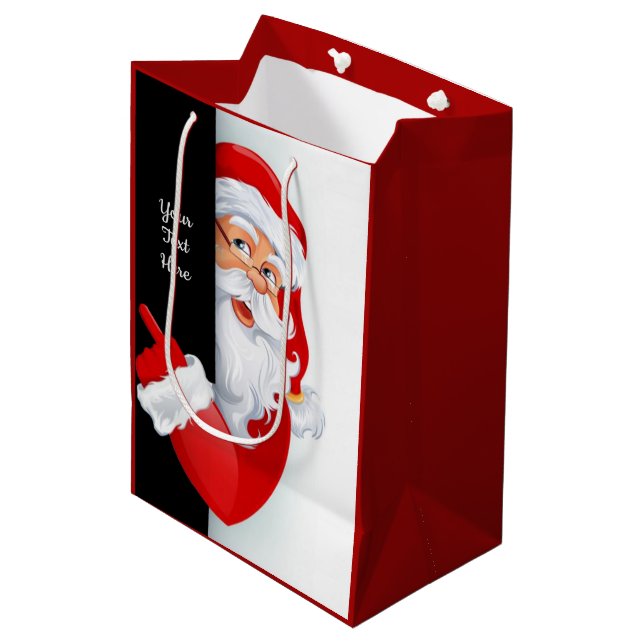 Personalized Red & White Santa Medium Gift Bag (Front Angled)