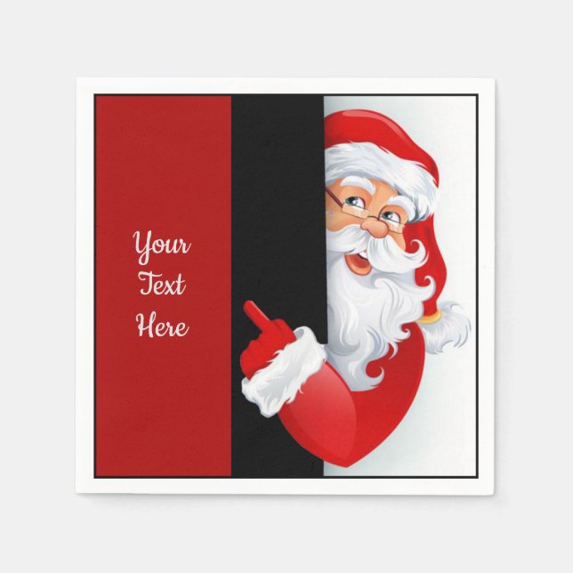 Personalized Red & White Santa Napkin (Front)