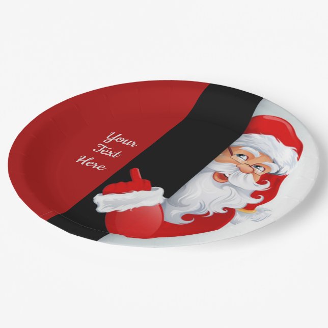 Personalized Red & White Santa Paper Plate (Angled)