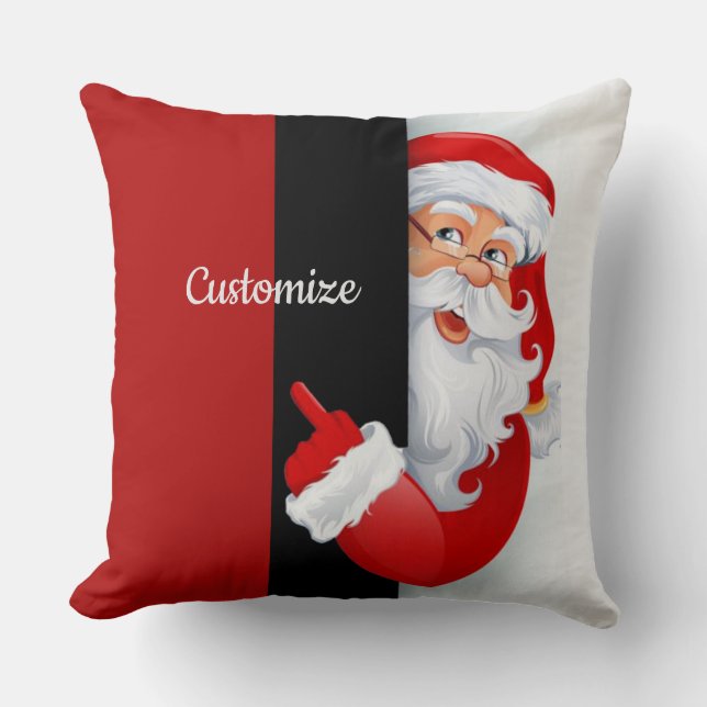 Personalized Red & White Santa Throw Pillow (Front)