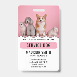 Personalized Red White Service Dog Badge