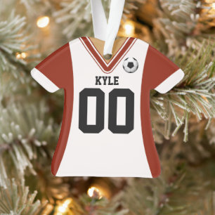 Personalized Red/White Soccer Jersey Ornament