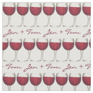 Personalized Red Wine Glasses Wedding Engagement Fabric