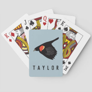 Personalized Red-Winged Blackbird in Flight Playing Cards