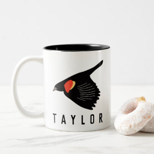 Personalized Red-Winged Blackbird in Flight Two-Tone Coffee Mug