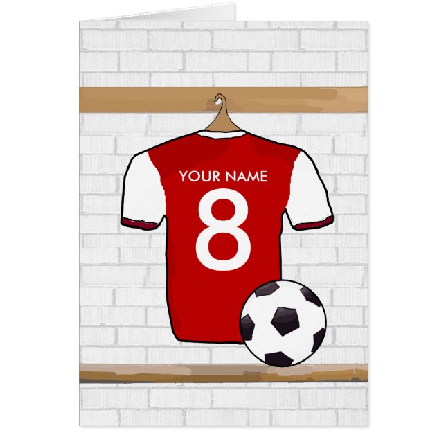 Personalized Red with White Football Soccer Jersey (Front)
