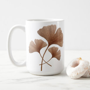 Personalized Reddish Brown Ginkgo Leaf Custom Name Coffee Mug