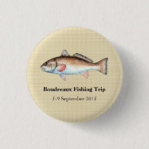 Personalized Redfish Fishing Event 1 Inch Round Button