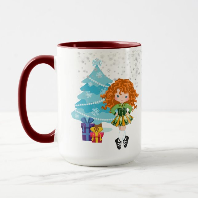 Personalized Redhead Irish Dancer Winter Christmas Mug (Left)