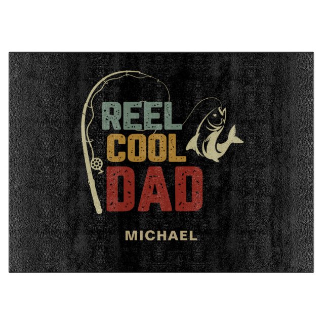 Personalized Reel Cool Dad Cutting Board (Front)