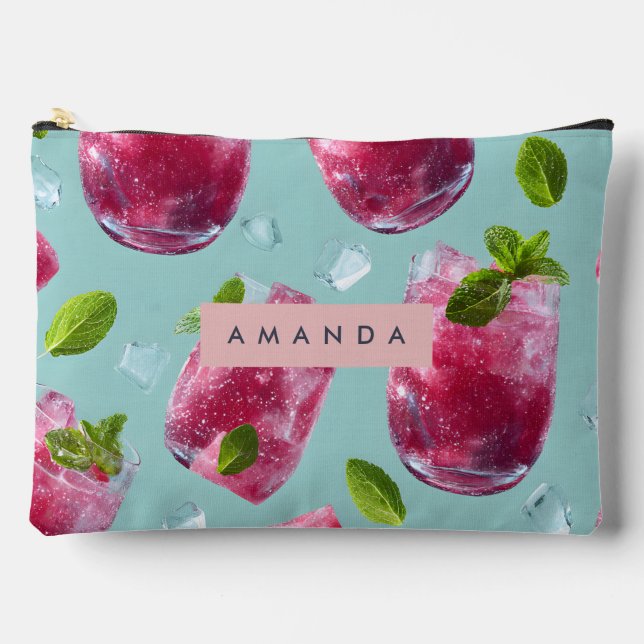 Personalized Refreshing Berry Mint Sparkle Drink Accessory Pouch (Front)
