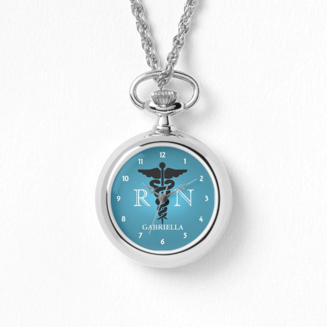 Personalized Registered Nurse Watch Blue (Front)