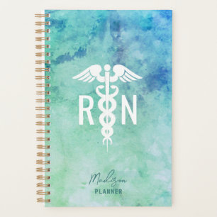 Personalized Registered RN Teal Blue Medical Planner
