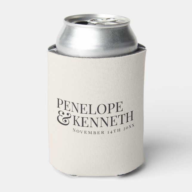 Personalized Rehearsal Dinner Favour Wedding Ivory Can Cooler (Can Front)